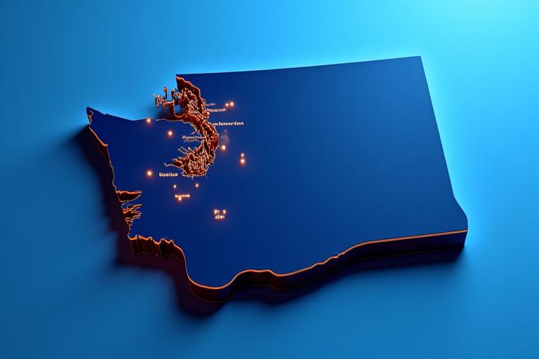 Clean stylized map of Washington State highlighting Kent Transportation's service coverage areas