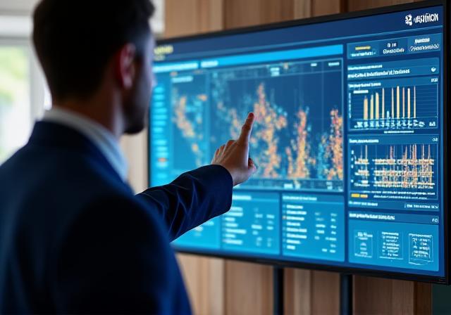 Logistics expert analyzing supply chain charts with a client