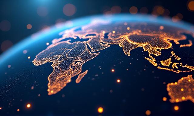 Abstract representation of global logistics network and data flow